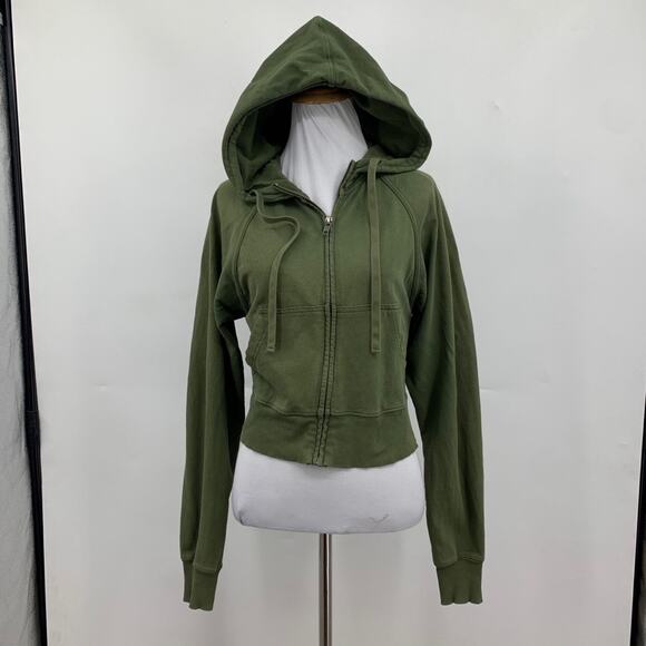 FP Movement Jacket Womens XS Extra Small Dark Green Sting Like A Bee Crop Hoodie - Picture 2 of 12